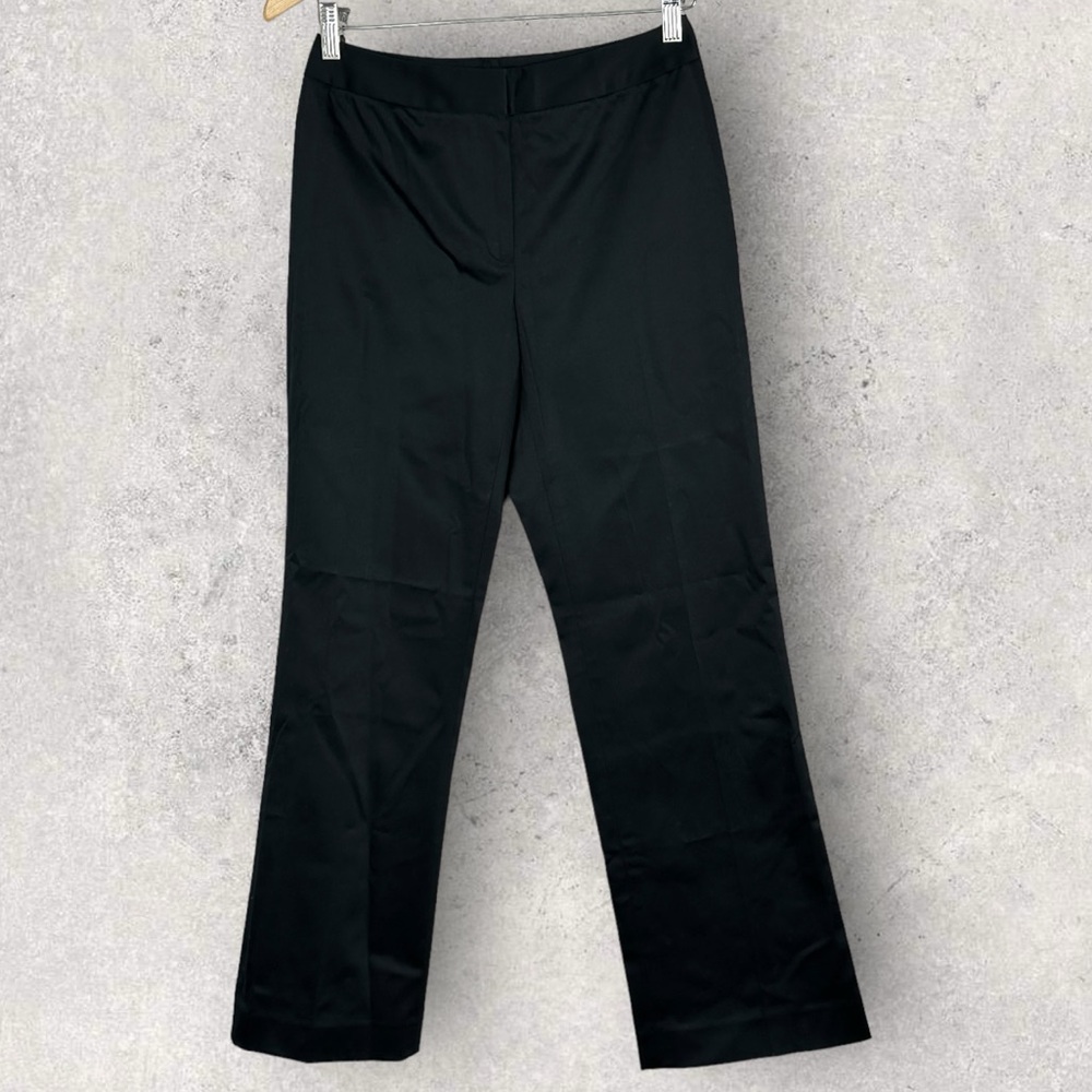 Lafayette 148 Black Straight Leg Trouser Dress Pants Size 4 Petite Stretch Women